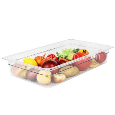 China Hotel Buffet Food Equipment Hotel Restaurant Kitchen Polycarbonate Clear Plastic PC 1/1 Gastronorm Storage Container GN Food Pan for sale