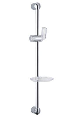 China stainless wall mount shower sliding bar set rainshower pipe chromed soap dish for sale