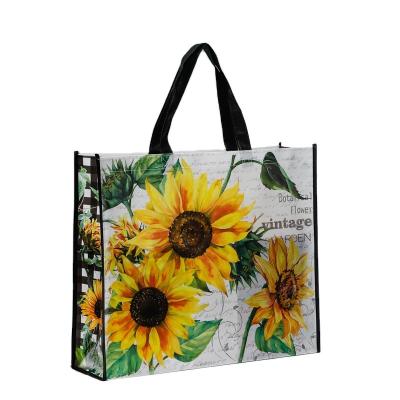 China Reusable Reusable Sunflowers Eco - Friendly PP Non Woven Tote Bag For Shopping for sale