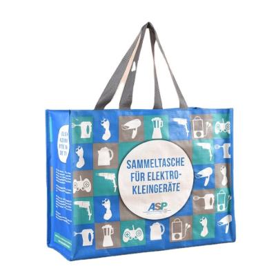 China 2022 New Design Eco-friendly Large Supermarket Shopping Bag Printing PP Woven Bag With Lamination for sale