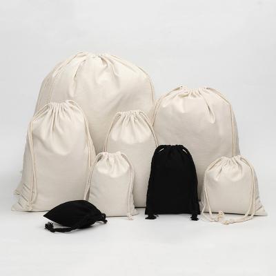 China Eco-friendly Custom cheap cloth drawstring white cotton canvas bags with logo for sale