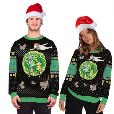 China Custom Made Anti-wrinkle Polyester Sweater Unisex Oversized Crew Neck Loose Knit Ugly Christmas Sweater for sale