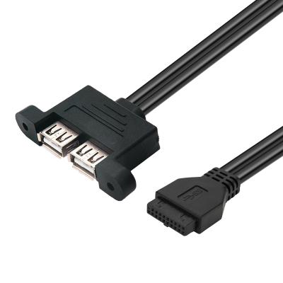 China Dual Electronic Panel Mount Usb 3.0 Type A To IDE 20pin Metal Slot Bracket Cable for sale