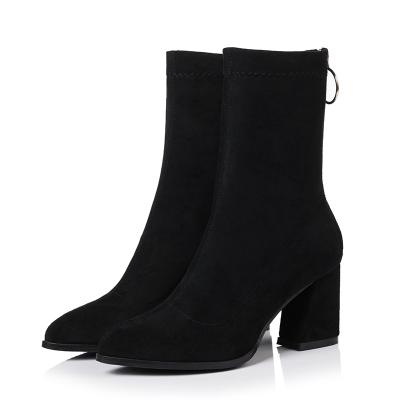 China Fashion Trend Amazon Hot Sale Accept Wholesale Women's Chelsea Leather Thick Heel Boots Customized for sale