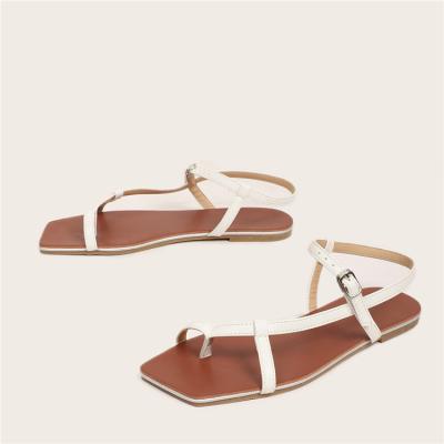 China Fashion trend accept custom made comfortable indoor and outdoor soft beach open-toed slippers women flat toe sandals for sale