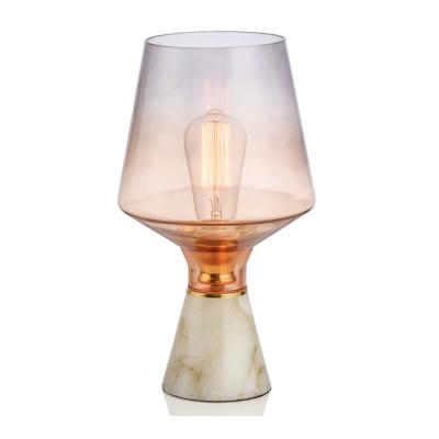 China Lighting White Marble Desk Lamp Edison Bulb Metal Gold Holder Amazon Popular Home Decorative Glass Shade Functions for sale