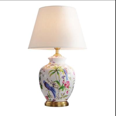 China Lighting Works Beautiful Pastoral Style Bird Ceramic Table Lamp for sale