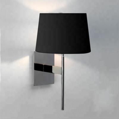 China New Arrival Amazon Fabric Bedside Steel Black Canvas Wall Lamp Modern Retro 40W Chrome Rectangle Base for sale