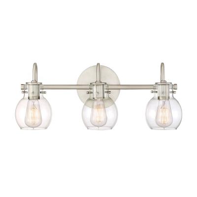 China Modern Commercial Lighting Hotel Bathroom Three Heads Vanity Light Fixture With Glass Ball Wall Lamp for sale