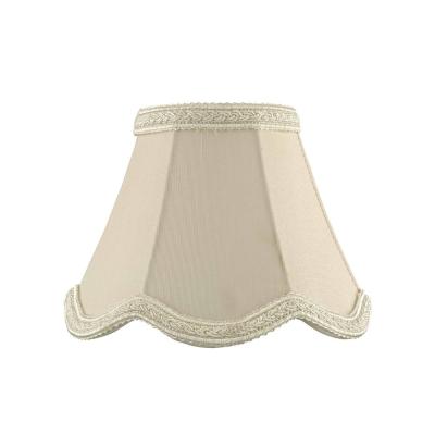 China Modern Wholesale Polycarbonate Clip Scalloped Lace Cream Silk Lamp Shade For Decorative Table Lamp for sale