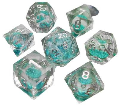 China Durable High Quality Resin Liquid Core Custom Sharped-Edge Die Cut Face D20 Acrylic Plastic Polyhedral Quicksand Game RPG Dnd Swirl Dies for sale