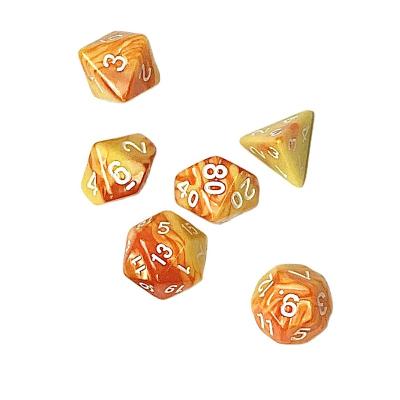 China Resin Solid Durable Cut Out Acrylic Custom Clear Trpg 7pcs Per Set Cut Out 20 Sided Faces Dnd D&d Polyhedral Pearl Color Starry Color Plastic for sale