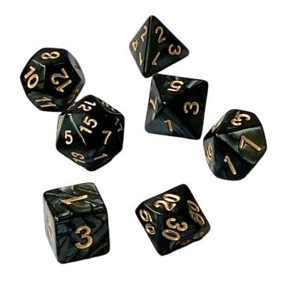 China Gray Dice Roller Polyhedral Dungeons Customization Die Set Black Dragon Eye Handmade RPG Dice Set 7pcs DnD Resin Dies for sale