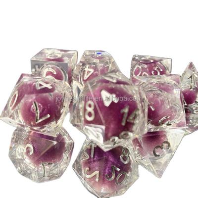 China Sharp Durable Dies Liquid Heart to Heart Cut Resin Gemstone Game Bulk Wholesale Dungeons and Dragons Dnd Polyhedral Dies Set for sale