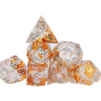 China Durable Liquid Core Resin Hollow Edged Dice Role Playing Games Tilt Dice Full Polyhedron Dnd Couch Die Cut Hot Sale Card Board Games for sale