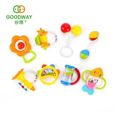 China Safety 8pcs Cute Different Design Baby Rattle Colorful Shake Non-Toxic Plastic Set for sale