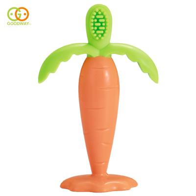 China 100%food grade Non-Toxic Eco-friendly Silicone Teether Soothing Bpa Free Bulk Silicone Baby Carrot Teether Toothbrush Teether Toy for sale