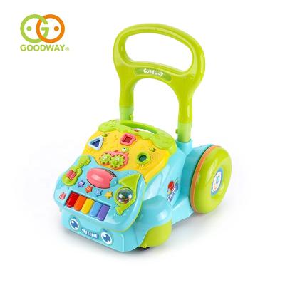 China Multifunctional Musical Baby Walker Plastic Cartoon Educational Music Acceptable Baby Study Safety Goal Cart 10m+ for sale