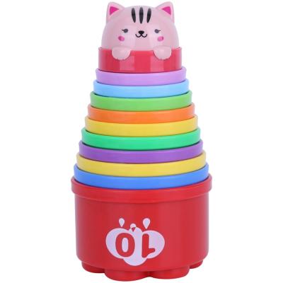 China Safety Improve Kids Capacity Cognitive Baby Plastic Bath Cup Stacking Toys For Education for sale