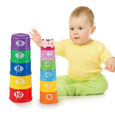 China 7 Colors Kids Gift Educational Assemble Set Children's Plastic Bath Stacking Baby Toys Cups for sale