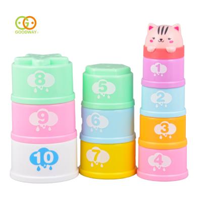 China Multifunctional Educational Plastic Bath Cups Toys Stacking Cups Baby Bath Toys Set for sale