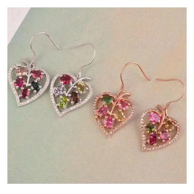 China FASHIONABLE Tourmaline Earrings Leaves Design 2021 Jewelry Model Gift White Party Female Fashion for sale