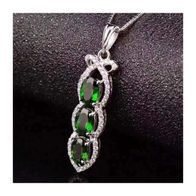 China FASHIONABLE Russian Natural Diopside Gem Size Pendant 5*7Mm Preferential Price Bride Jewelry for sale