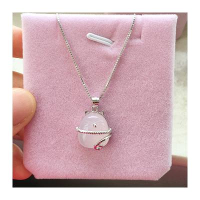 China Trendy Natural Crystal Clavicle Chain Pendant Necklace Fashion Cartoon Chinchilla Female Silver Silver Jewelry Birthday Gift for sale