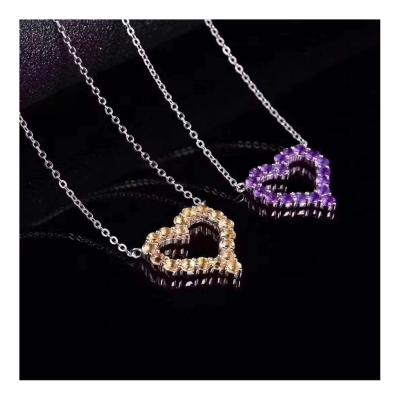 China Hiphop Fashion Natural Amethyst Clavicle Necklace 925 Silver Plated 18K Platinum is fashionable and versatile. for sale