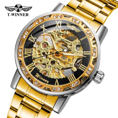 China 2021 Power Reserve WINNER Mechanical Watches For Men Hand-wind Watches Roman Number Skeleton Wristwatches Luminous hands reloj hombre for sale