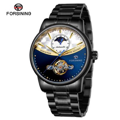 China Factory Custom Stainless Steel Automatic Luxury Moon Phase Flying Watches Tourbillon Tourbillon Mechanical Watch for sale