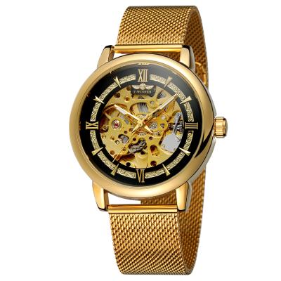 China Hot Power Reserve Forsining Horologe Stainless Steel Mesh Bracelet Business Wrist Automatic Watches Luxury Mechanical Skeleton Wrist Watch for sale