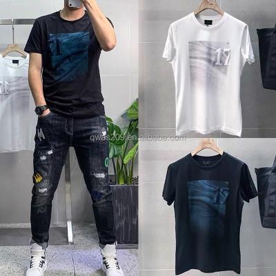 China 2021 Custom Printed Cotton Spandex Tank Top Dip Dip Dyed Casual T-shirt Men's T-shirts Wholesale Men's Short Sleeve Clothing for sale