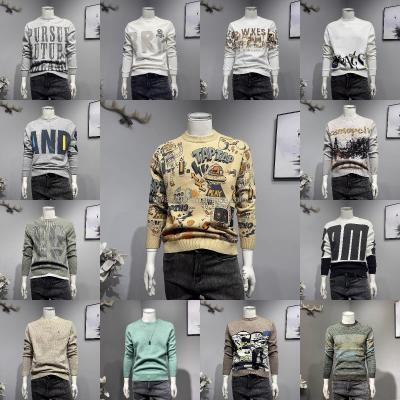 China Anti-Wrinkle Mens Pullover Long Sleeve Jacquard Thick Knitted Sweater Men's Sweater for sale