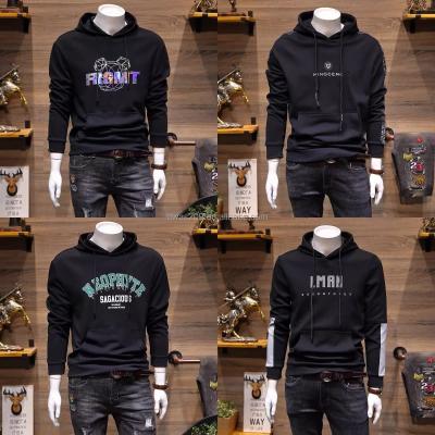 China wholesale good quality Anti-wrinkle men's cotton fabric hoodies custom combed printed pullover hoodies simple casual men's hoodies for sale