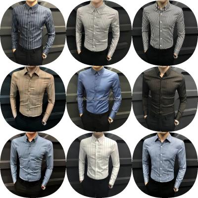 China Factory wholesale oversized shirts men's casual shirt quality viable men's shirts thin striped cotton long sleeve lapel good for sale