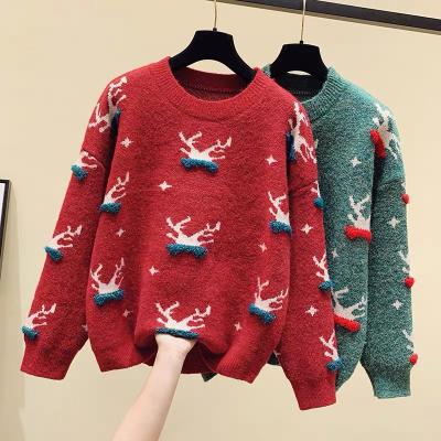 China Christmas Anti-Wrinkle Women Long Sleeve Knitted Oversized Sweater Women's Sweater Women's Sweater for sale