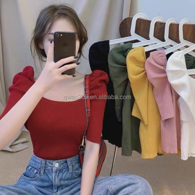 China QUICK DRY women's short sleeve knitting solid color knit women's jumpsuit with lace ladies crochet tops for sale