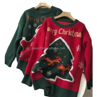 China Plaid Women's Anti-Wrinkle Christmas Print Sweater Women's Christmas Sweater Long Sleeve Shirt Casual Halloween Holiday Top Apparel for sale