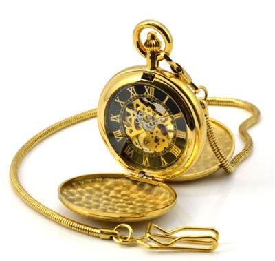 China Modern Pocket Watch Engraved Pocket Brass Watch Chain Double Case Cover Croods Watches With Music Skeleton Odm Personalized for sale