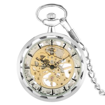 China Open Face Pocket Watch See Through Vintage Watch Collar Skeleton Mechanical Pocket Watches FOB 2022 Newcomer for sale