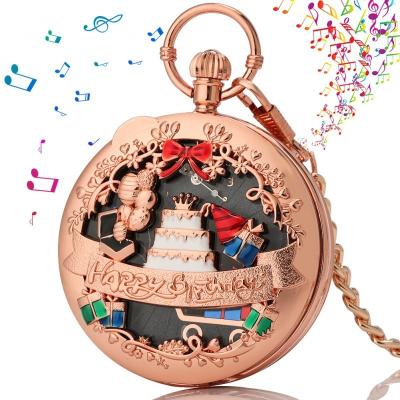 China Pocket Watch FOB Pocket Watches With Music Engravable Silver Watch Chain Smooth Plain The Croods Quartz Christmas Gift for sale