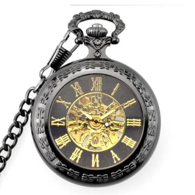 China About Vintage Watch Pocket Watch With Magnifying Glass For Mens Womens Antique Bronze Vintage Chains Necklace Gold Black Cheap Wind for sale