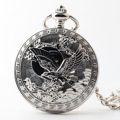 China Mechanical Pocket Watch Antique See Through Silver Retro Small Bird Pocket Watch Custom Fake Key Automatic Mechanical Pocket Watch New 2022 for sale