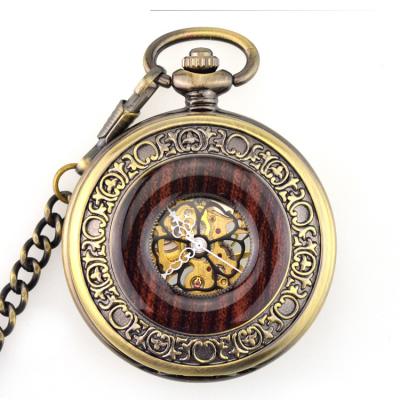 China Erotic Automaton Mens Antique Wooden Pocket Watch Necklace Wooden Pocket Watch Mechanical Waterproof Nurse Pendant Antique Hand Wind OEM for sale