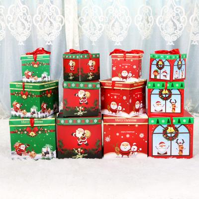 China 2021 New Style Christmas 3 pcs in 1 set Apple Gift Ball Box Color Printing Candy Biscuit Color Empty Boxes For Christmas Gifts for sale