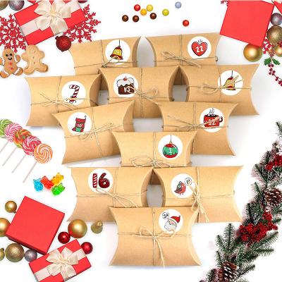 China 24Sets Sticker Twine Paper Box Christmas Pillow Kraft Paper Gift Candy Diy Children'S Party Gift Box Advent Calendar Box for sale