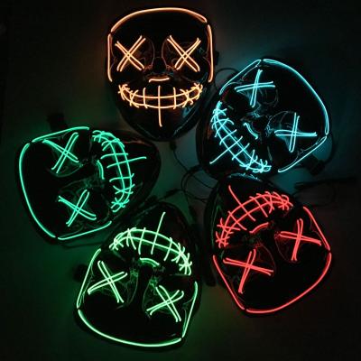 China 2021 Halloween glitter Disco ball led cool glowing mask funny scary face mask EL cold light creative mask for sale