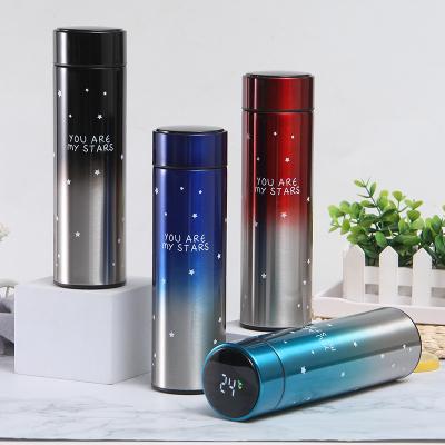 China New creative star smart LED touch temperature display sustainable straight body thermo cup stainless water bottle for sale