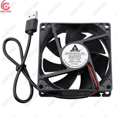 China Computer Case Gdstime GDA8025 DC 5v USB Fan 80x80x25mm 80mm 80*80*25mm Hydraulic Bearing DC Axail Exhaust Fan for sale